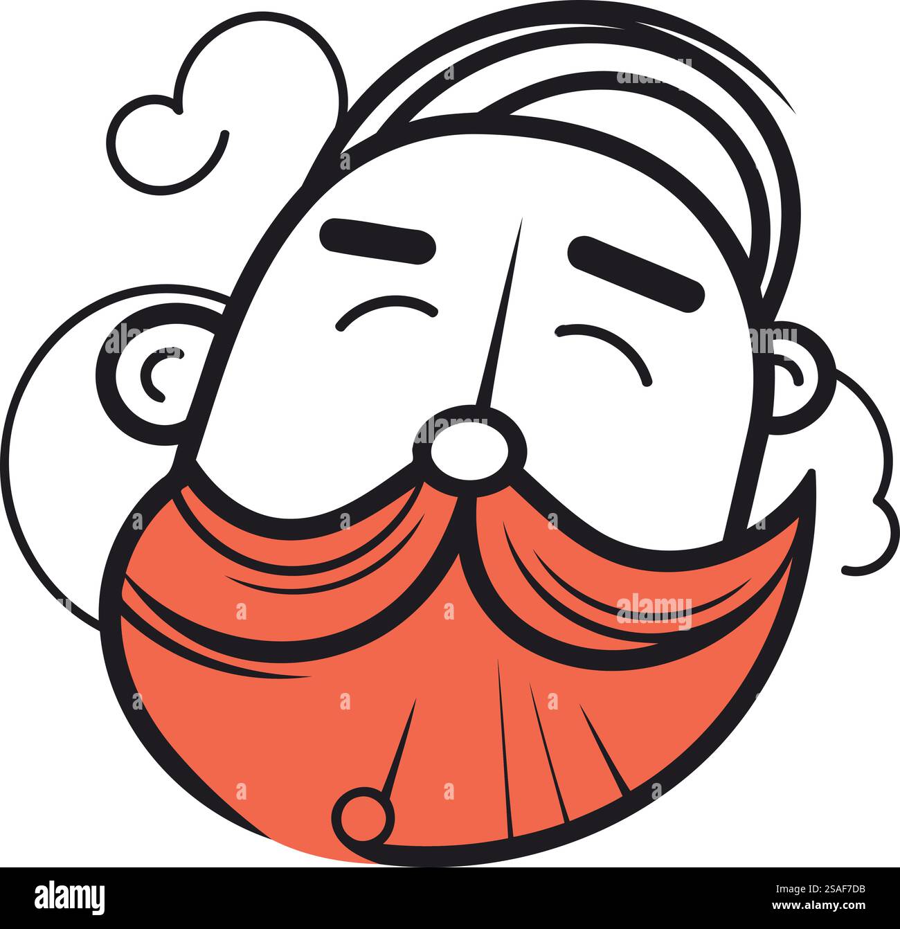 Cartoon old man with mustache and red scarf. Vector illustration Stock ...