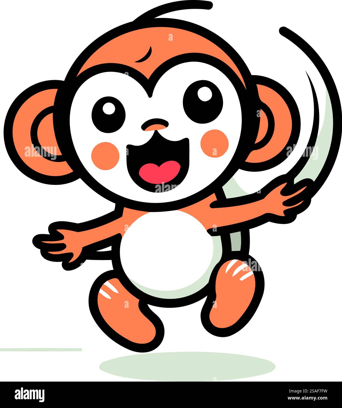 Cute Monkey Cartoon Character Vector Illustration Isolated on White ...