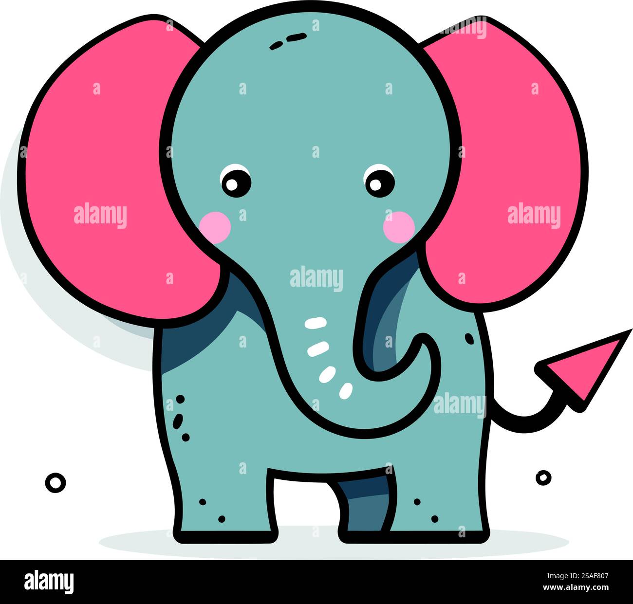 Cute Elephant Cartoon Character Vector Illustration. Flat Design Style ...