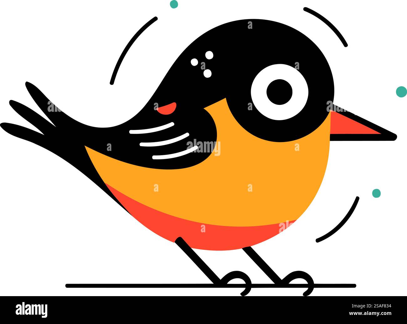 Vector illustration of cute little bird on white background. Flat style ...
