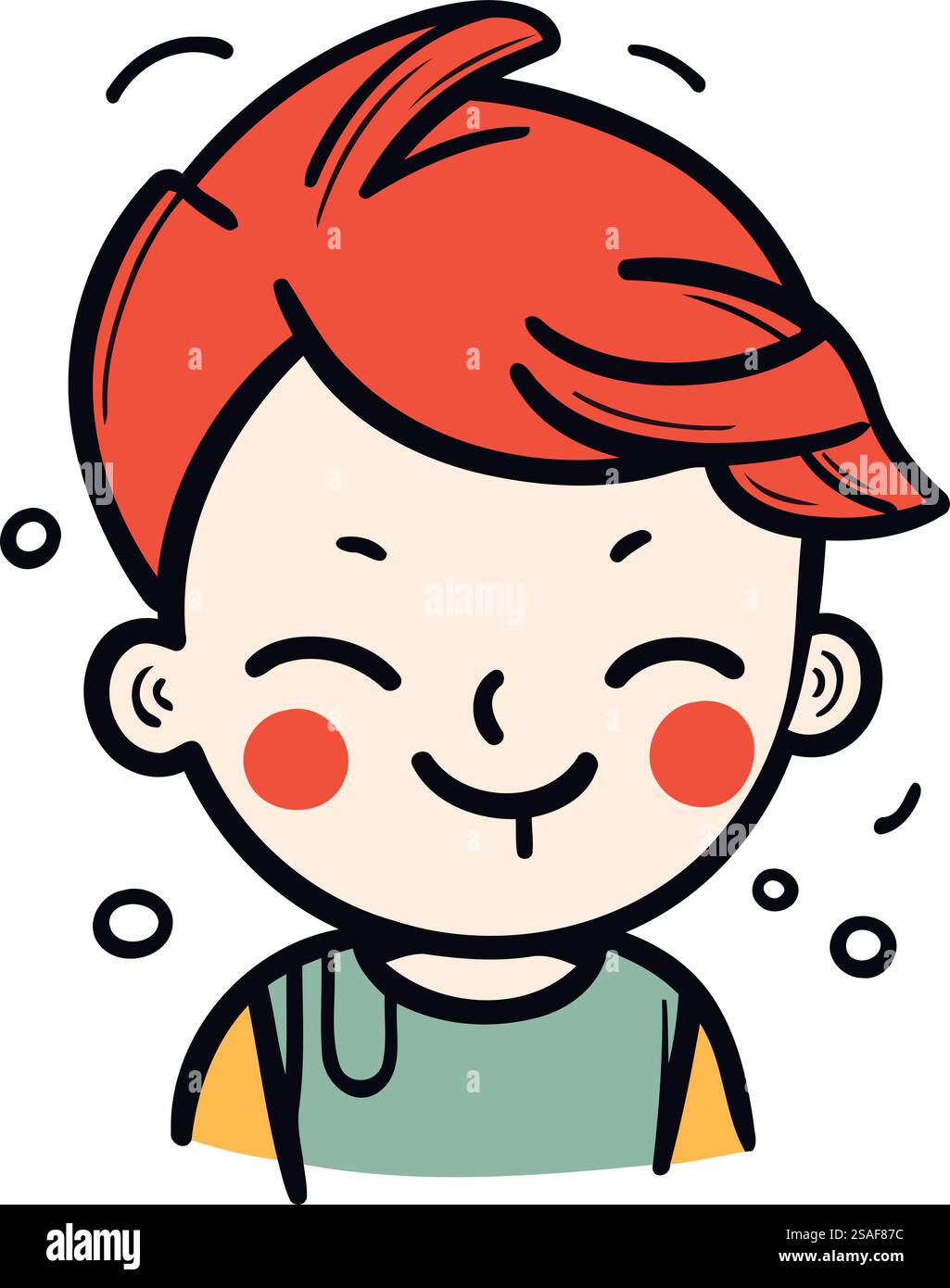Vector illustration of a cute little boy with red hair and blue eyes ...