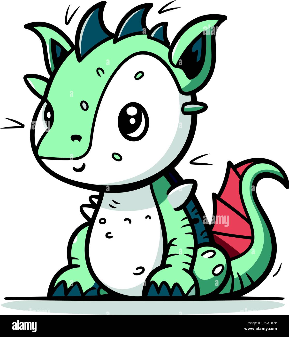 Cute cartoon dragon. Vector illustration isolated on a white background ...