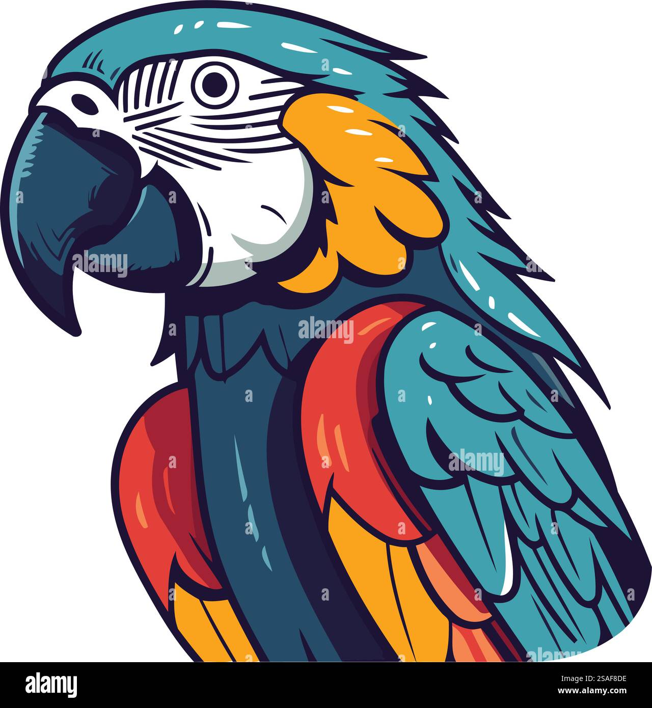 Colorful macaw parrot isolated on white background. Vector illustration ...