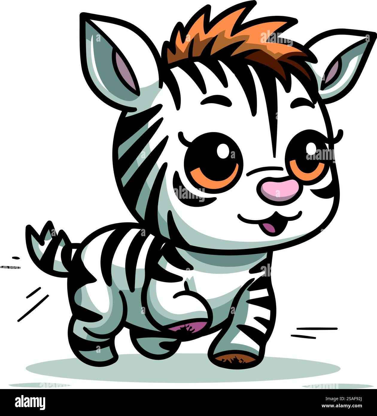 Cute cartoon zebra. Vector illustration isolated on white background ...