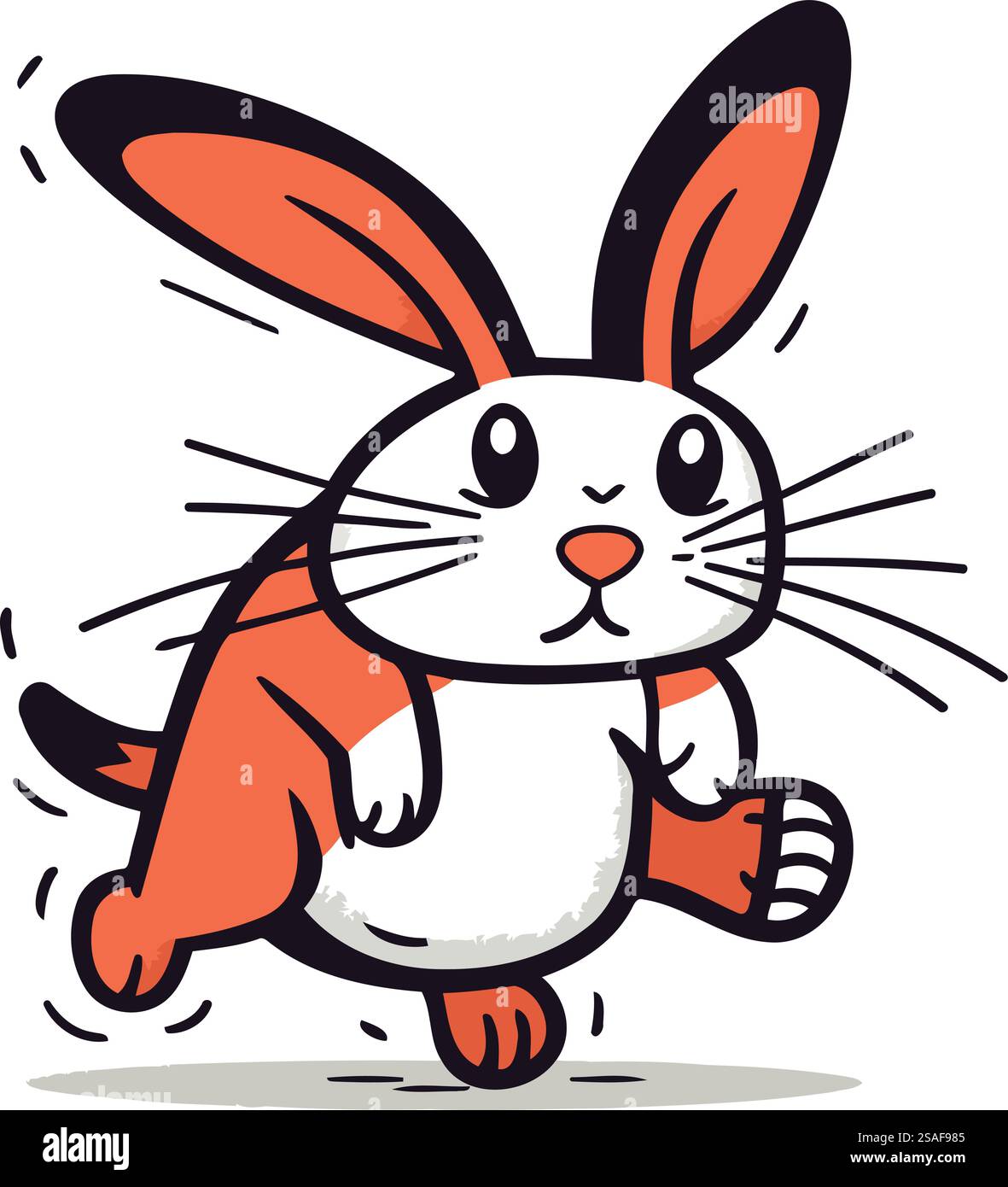 Running Rabbit Cartooning Rabbit running vector illustration. Cute bunny character in cartoon ...