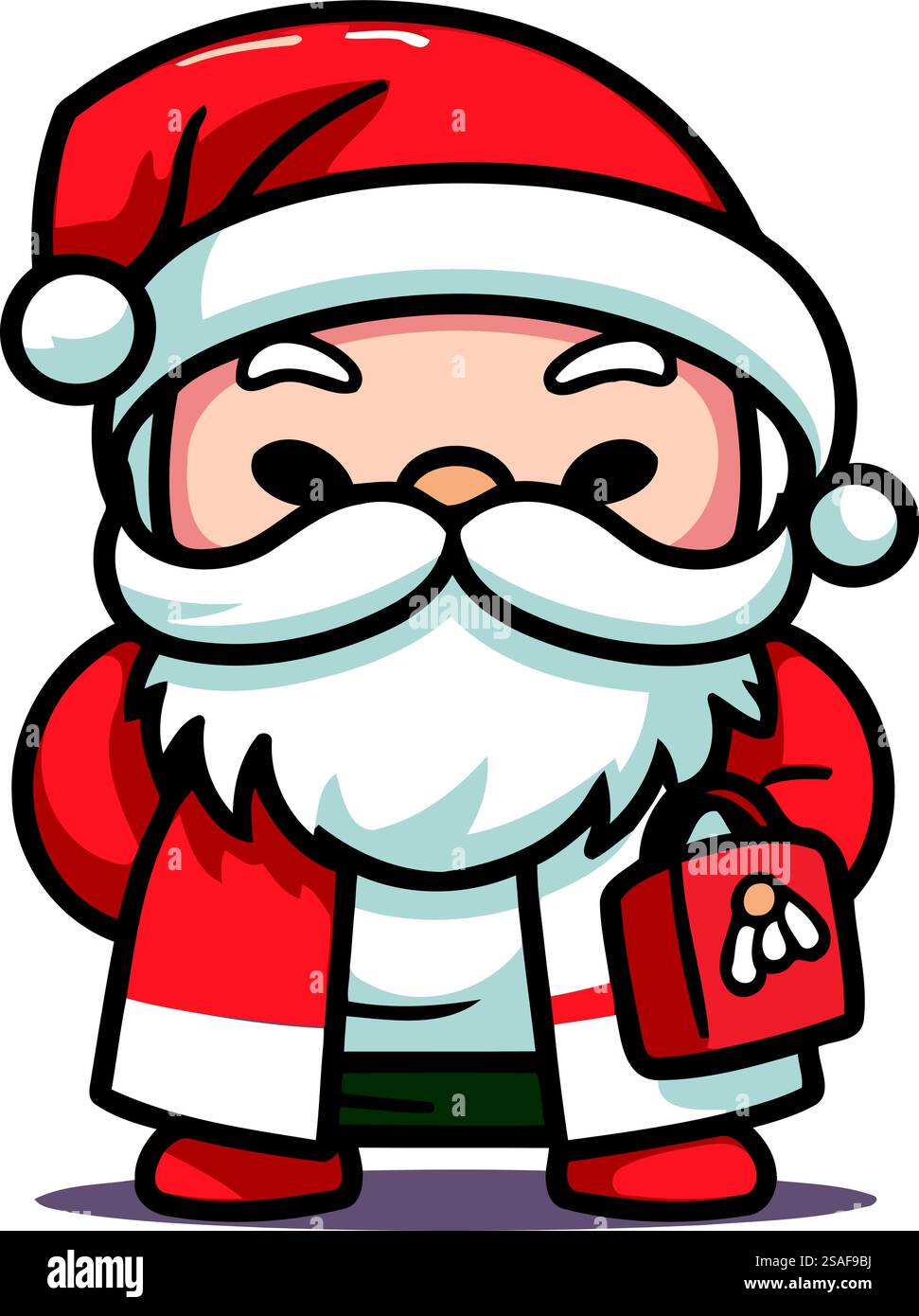Santa Claus with a bag of gifts. Vector cartoon character illustration ...