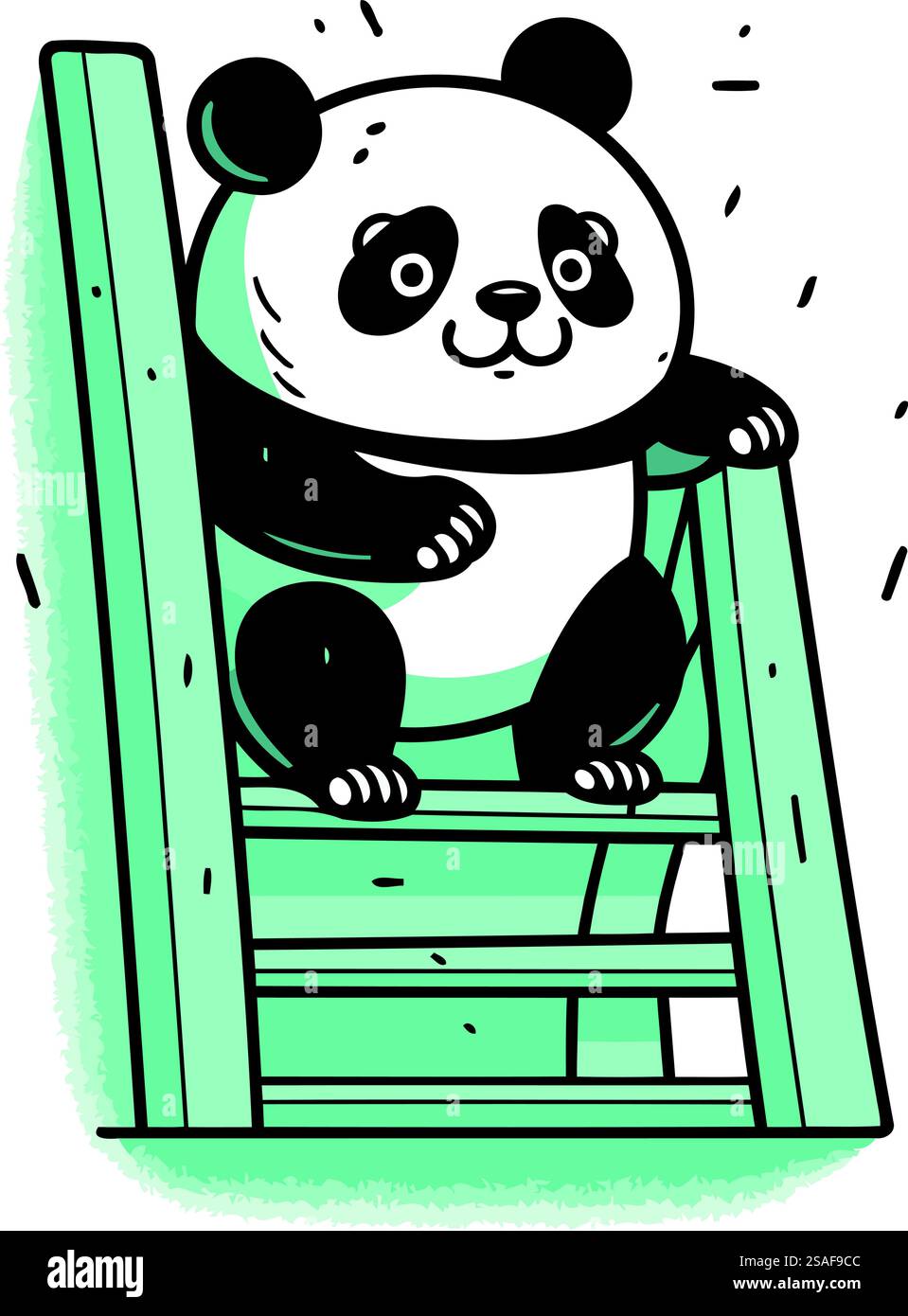 Cute panda sitting on a wooden chair. Vector illustration Stock Vector ...
