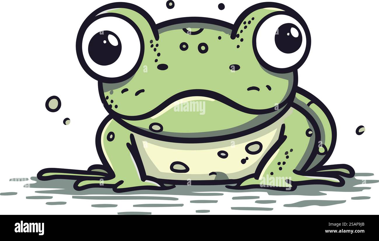 Cute cartoon frog. Vector illustration isolated on a white background ...