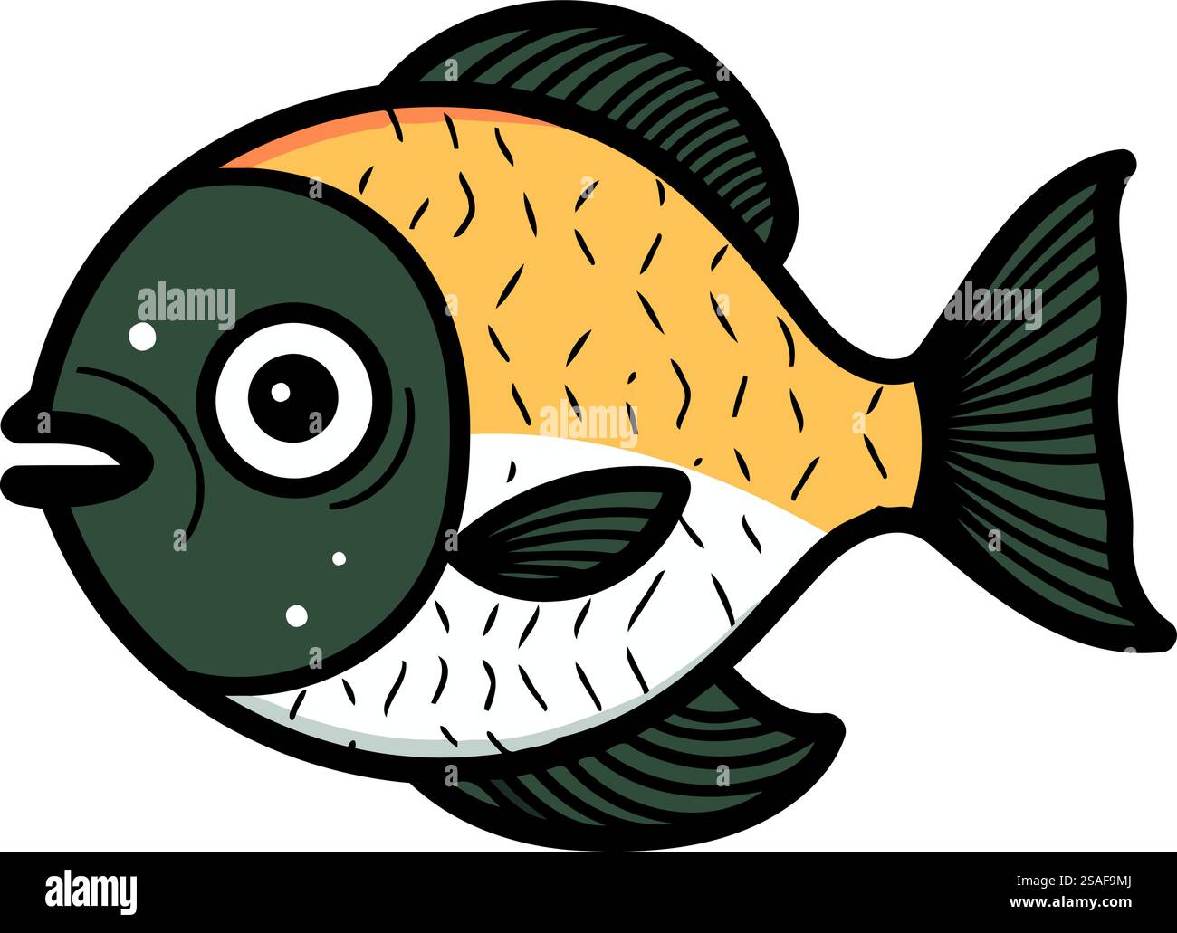 Cute cartoon fish. Vector illustration. Isolated on white background ...