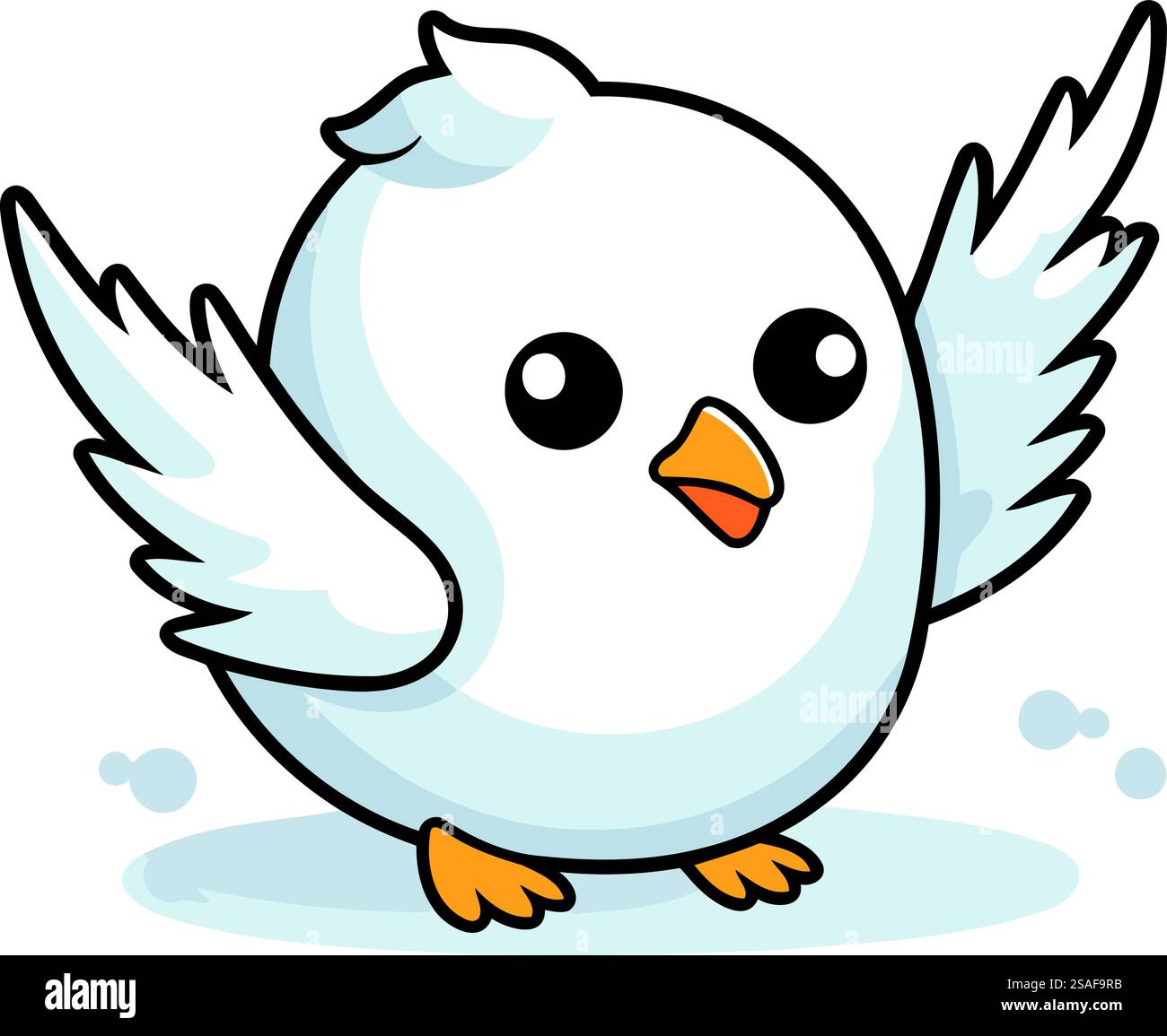Cute cartoon bird with wings isolated on white background. Vector ...