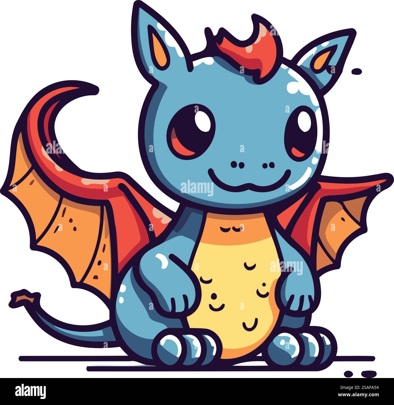 Cute cartoon dragon. Vector illustration isolated on a white background ...