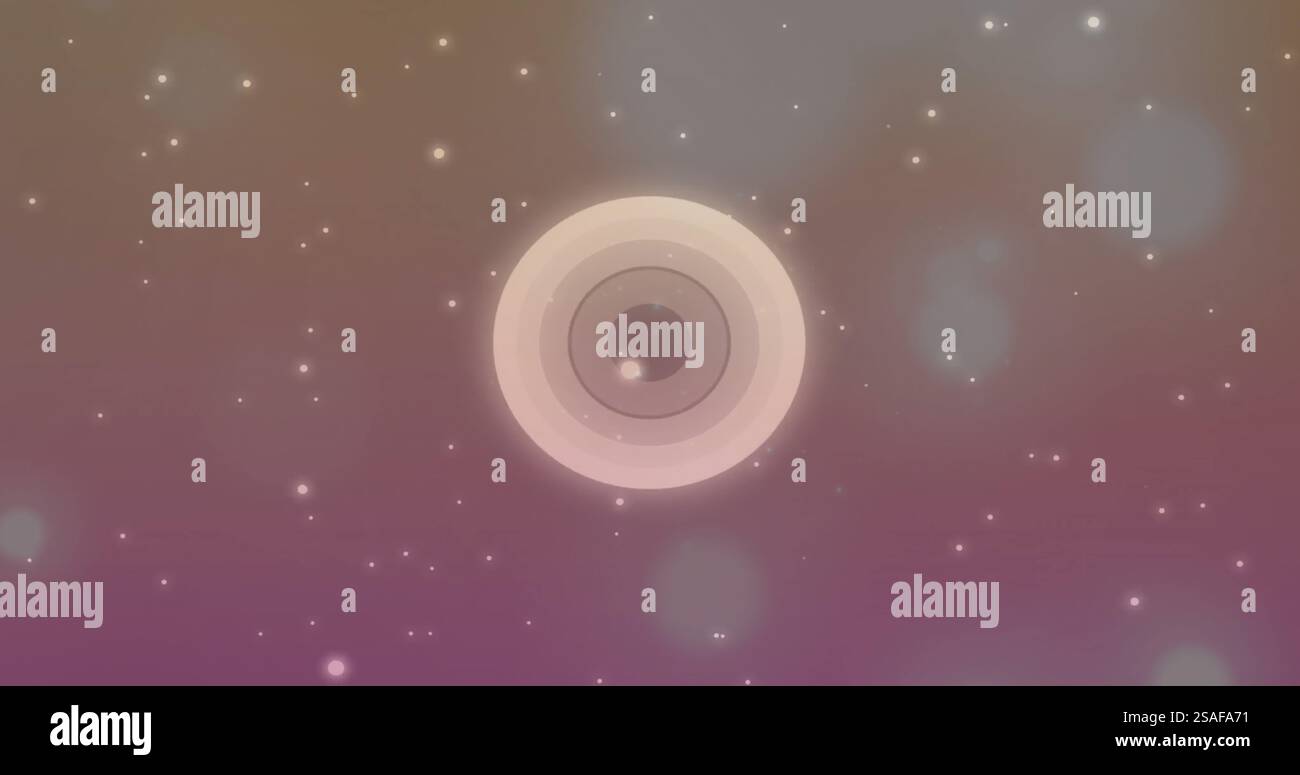 Glowing particles and bokeh image over gradient background Stock Photo