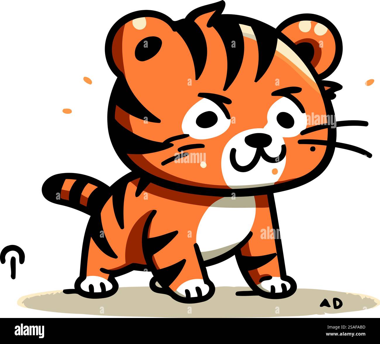Cute cartoon tiger. Vector illustration isolated on a white background ...