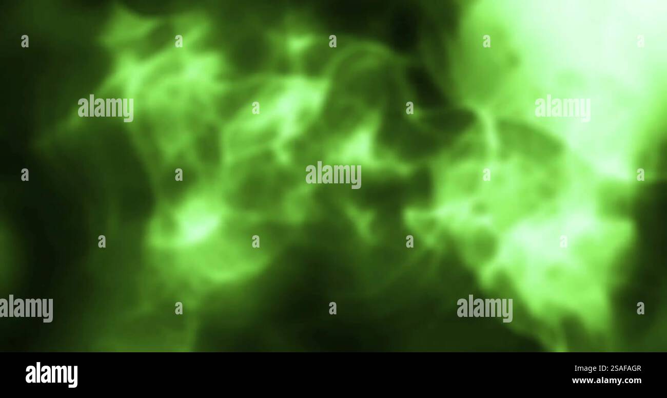 Image of glowing green light trails moving over black background ...