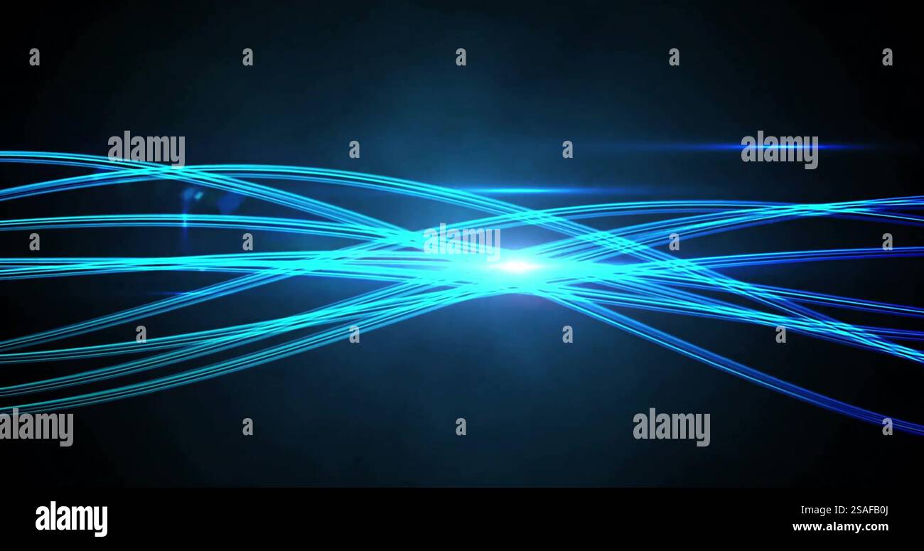 Image of glowing light trails moving over black background Stock Photo ...
