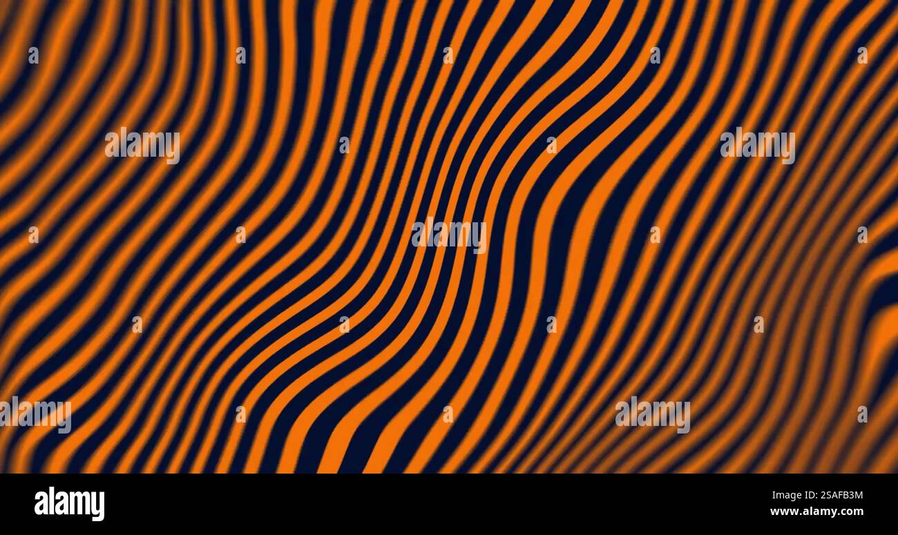 Wavy orange and black lines creating abstract image pattern Stock Photo