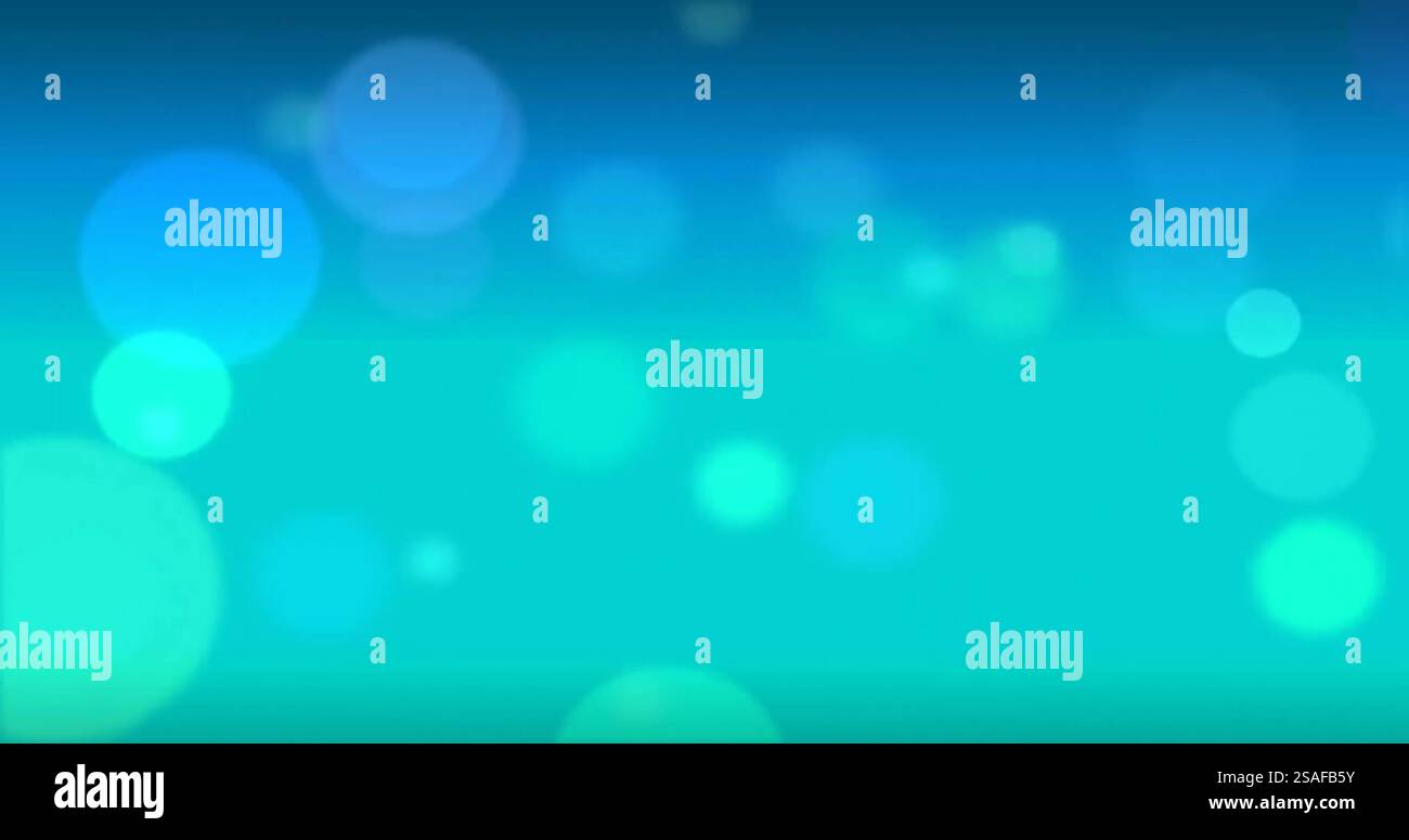 Image of glowing light spots moving over blue background Stock Photo