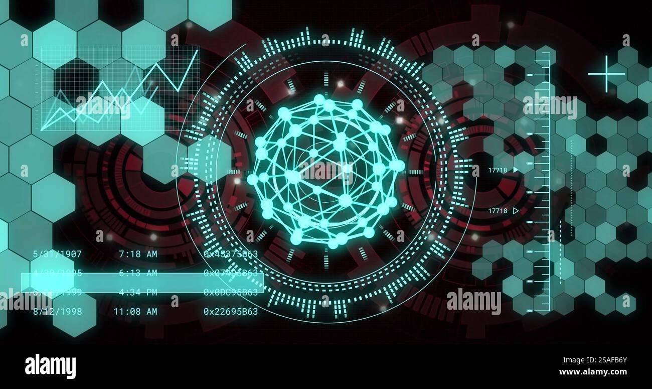 Image of data processing and shapes over scope scanning Stock Photo - Alamy