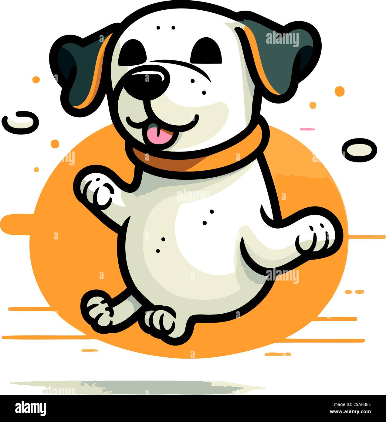 Cute cartoon dog running. Vector illustration. Isolated on white ...