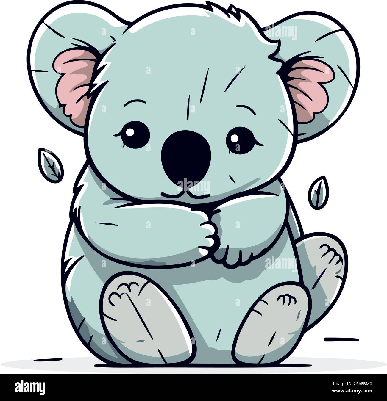 Cute koala sitting on the ground. Vector cartoon illustration Stock ...