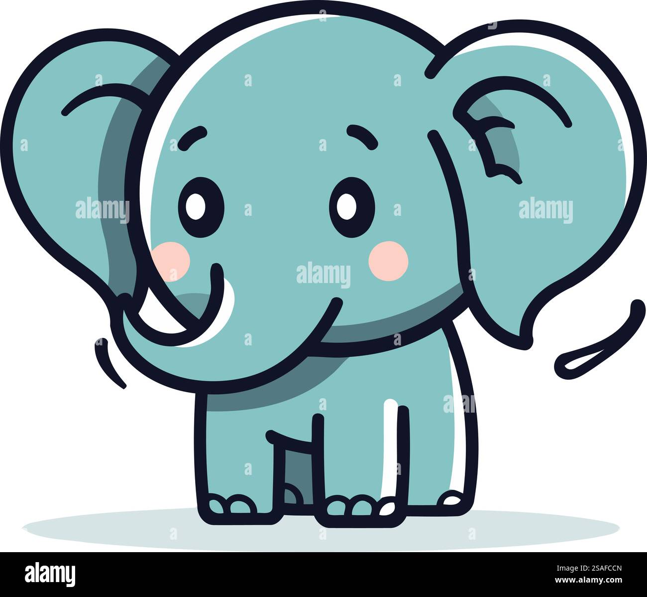 Cute cartoon elephant. Vector illustration in a flat cartoon style ...