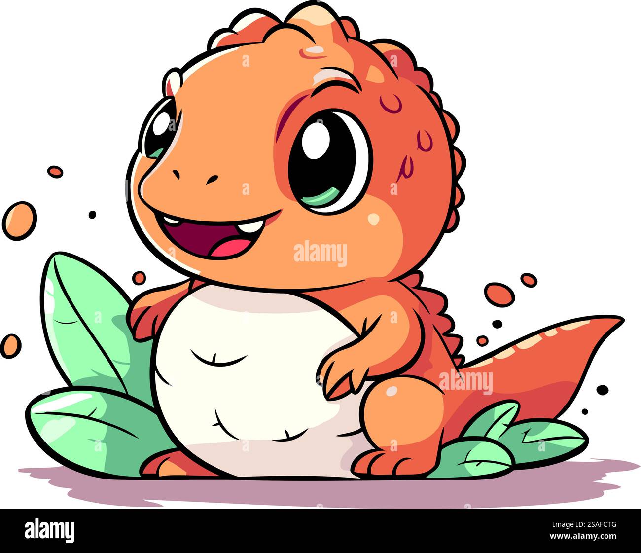 Cute cartoon dinosaur. Vector illustration isolated on a white ...
