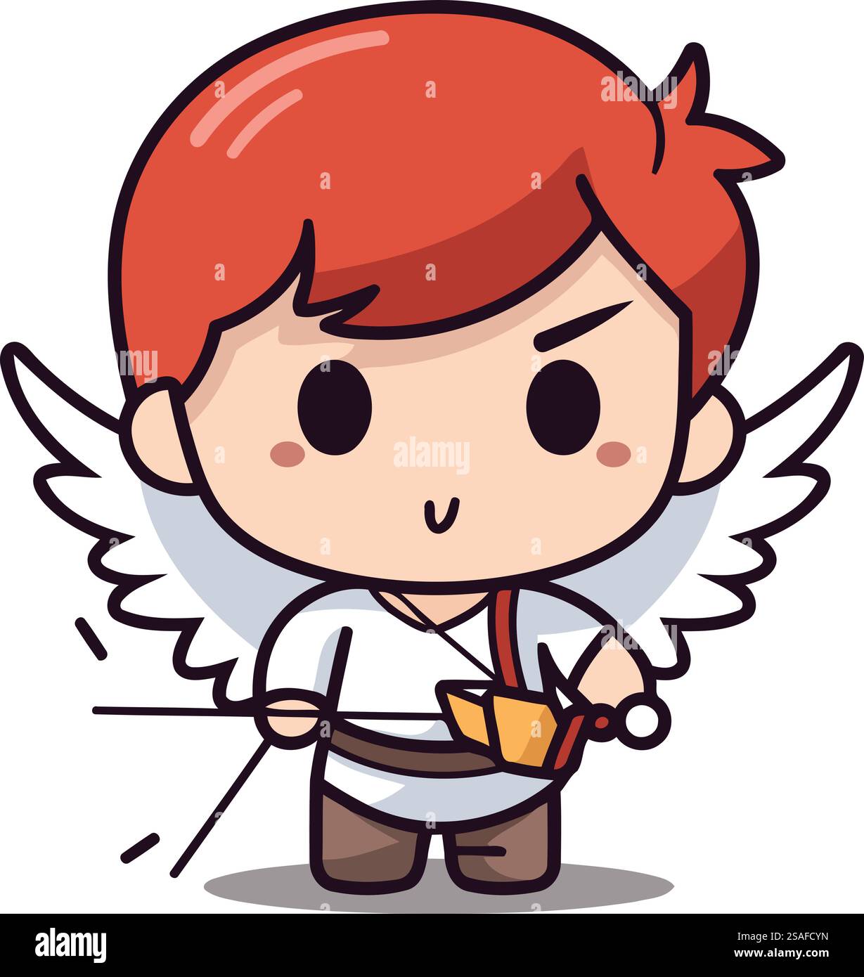 Cupid boy with bow and arrow Cute cartoon vector illustration Stock ...