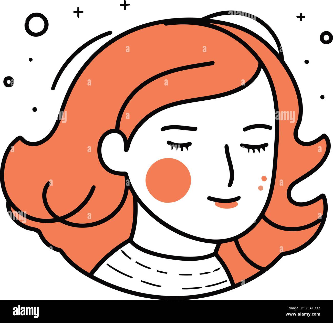 Cute girl with red hair. Vector illustration in flat style Stock Vector ...