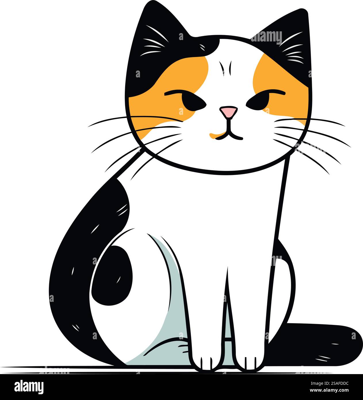 Cute cat sitting on a white background. Vector illustration in cartoon ...