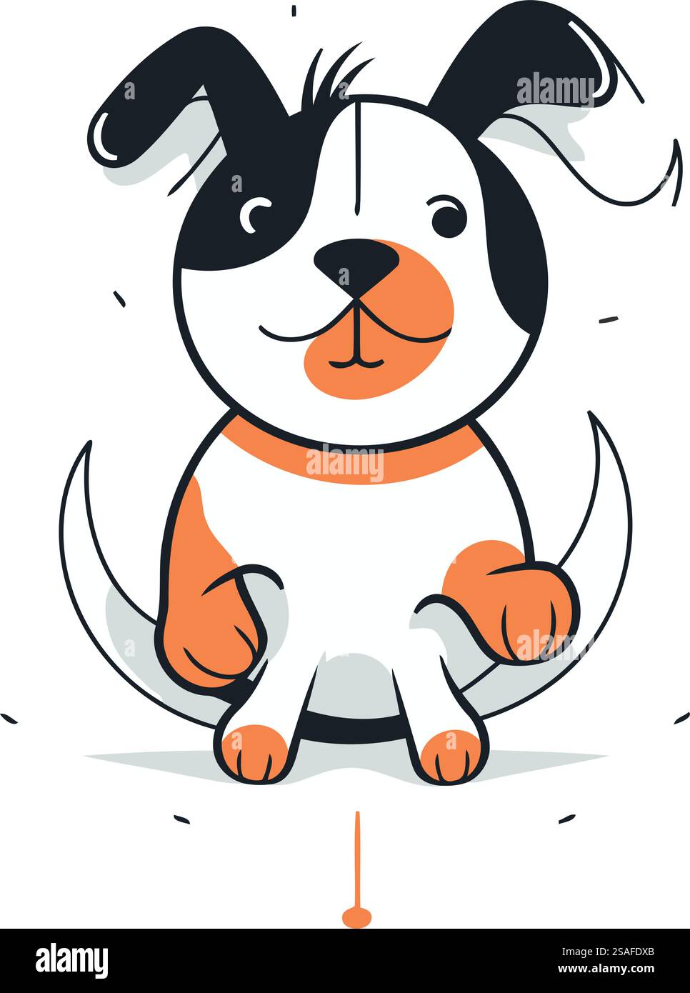 Cute cartoon dog sitting and smiling. Vector illustration in flat style ...