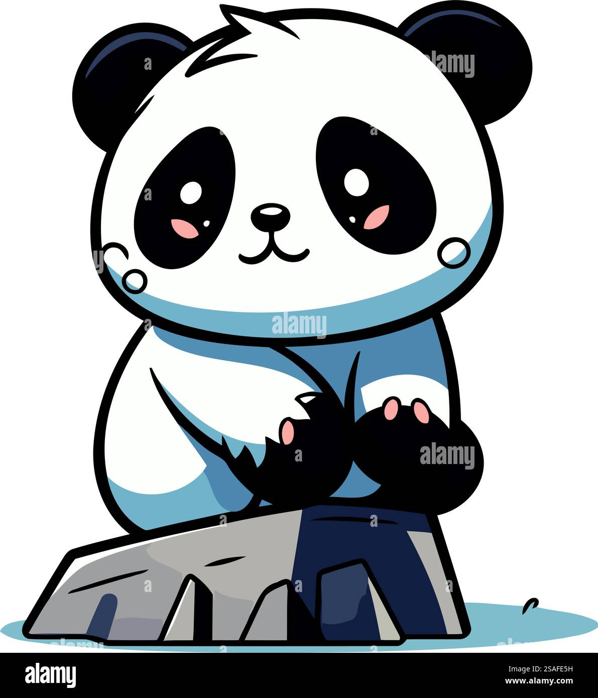 Panda on rock Stock Vector Images - Alamy