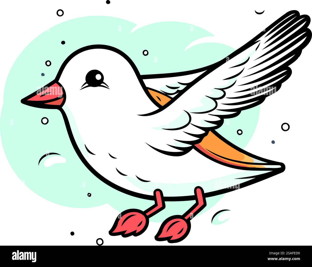 Vector illustration of a flying bird on a white background. Cartoon ...