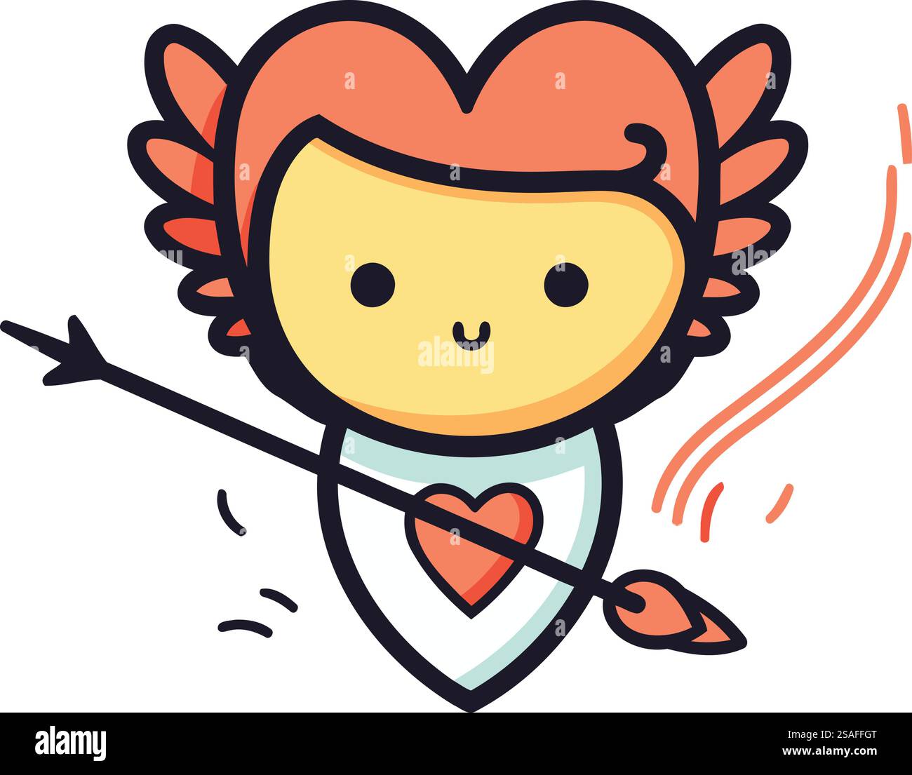 Cute cartoon cupid with bow and arrow. Vector illustration Stock Vector ...