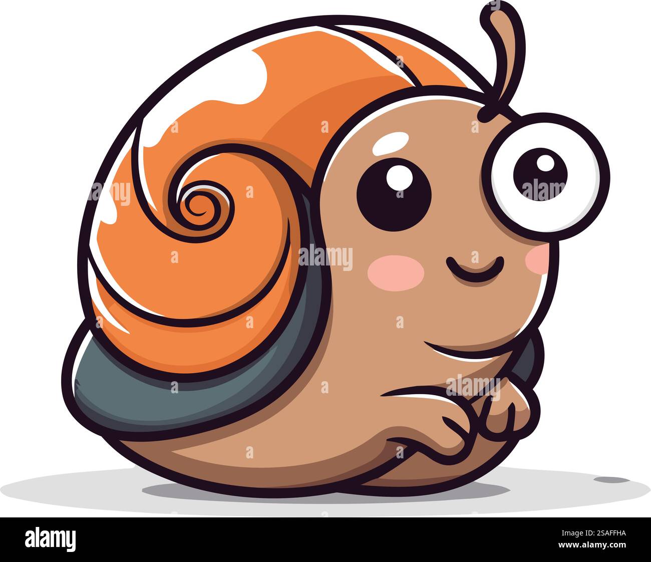 Cute snail isolated on white background. Vector cartoon character ...