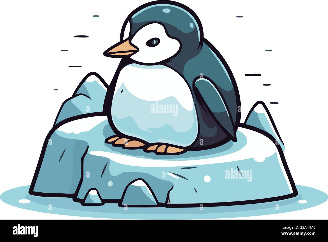 Penguin on the ice. Cute cartoon vector illustration Stock Vector Image ...