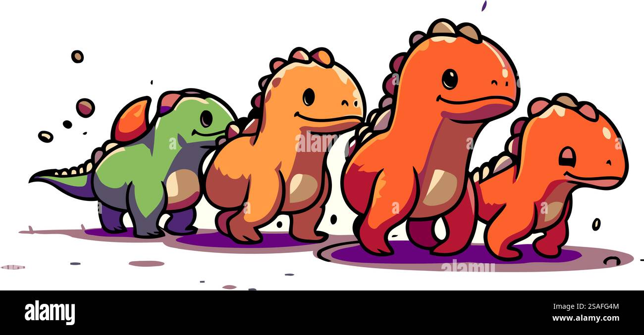 Cute cartoon dinosaurs. Vector illustration isolated on a white ...