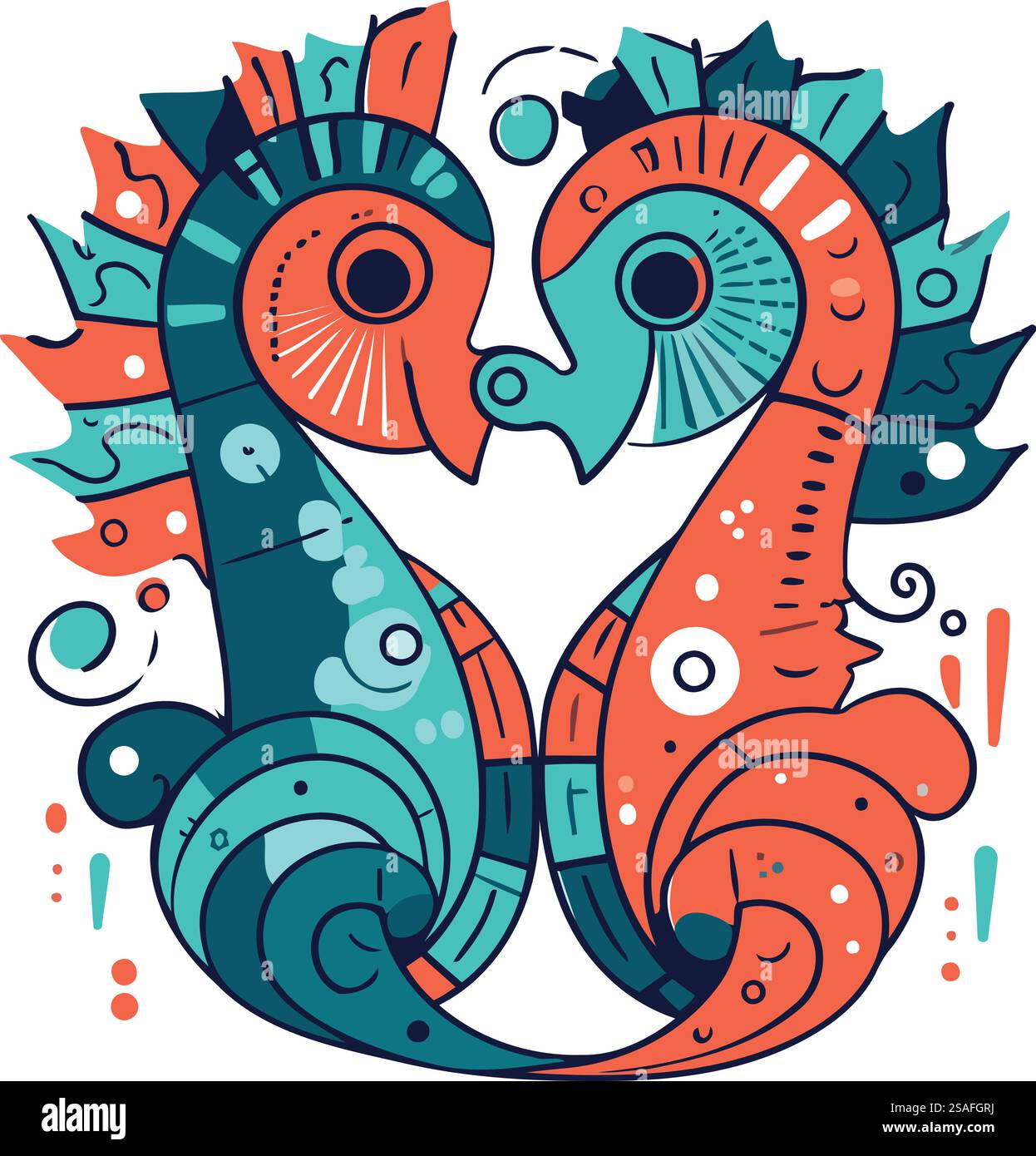 Seahorse. Colorful vector illustration in doodle style Stock Vector ...