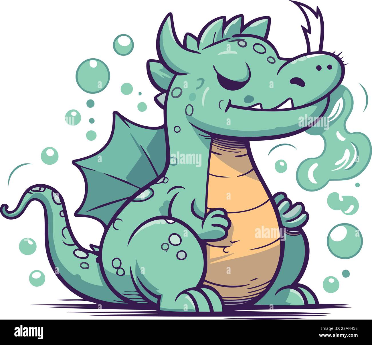Cute cartoon dragon. Vector illustration isolated on a white background ...
