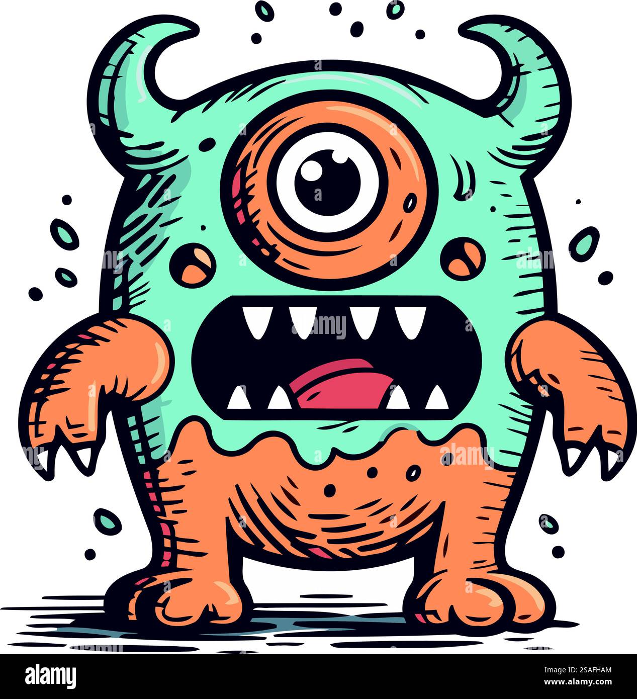 Funny monster. Vector hand drawn illustration. Isolated on white ...