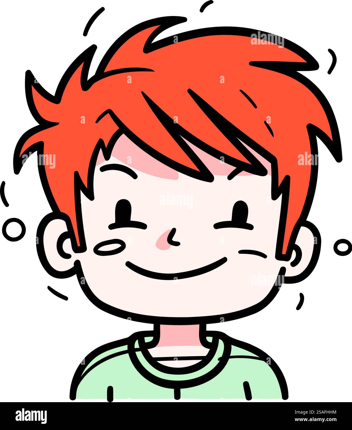 Cute cartoon boy with red hair. Vector illustration isolated on white ...