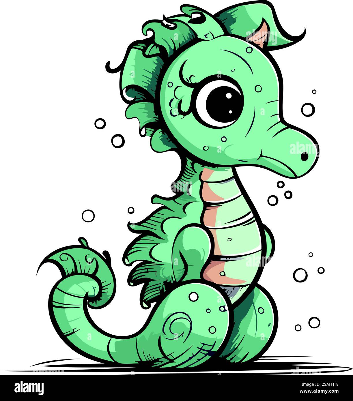 Cute cartoon seahorse. Vector illustration isolated on white background ...