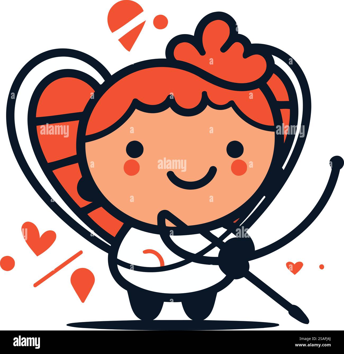 Cute little cupid with bow and arrow. Vector illustration Stock Vector ...