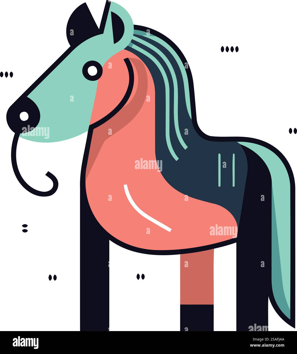 Vector illustration of horse in flat style. Isolated on white ...