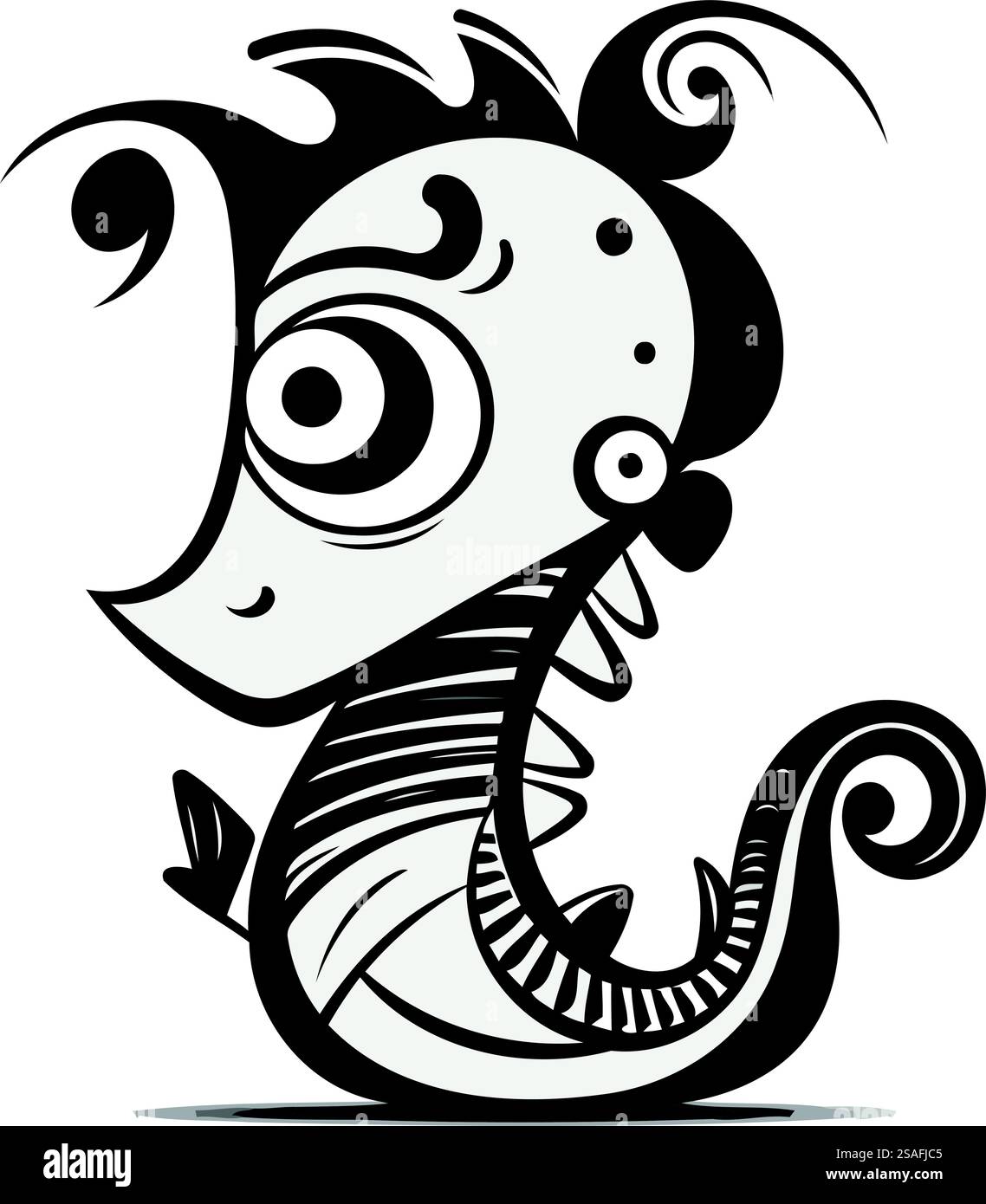 Cute cartoon seahorse isolated on white background. Vector illustration ...