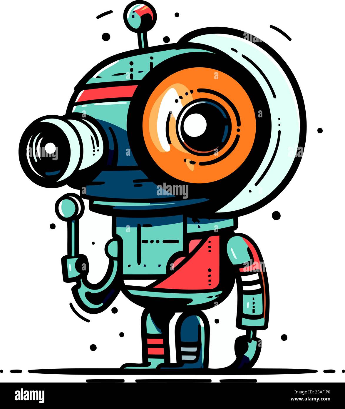 Vector illustration of cute cartoon robot with camera. Cute robot Stock ...