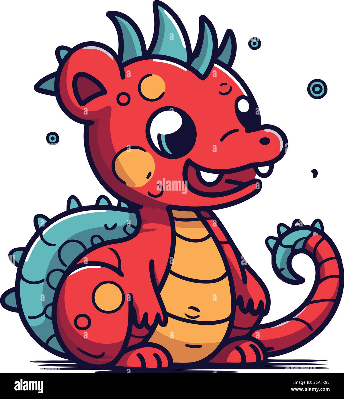 Cute cartoon dragon. Vector illustration isolated on a white background ...