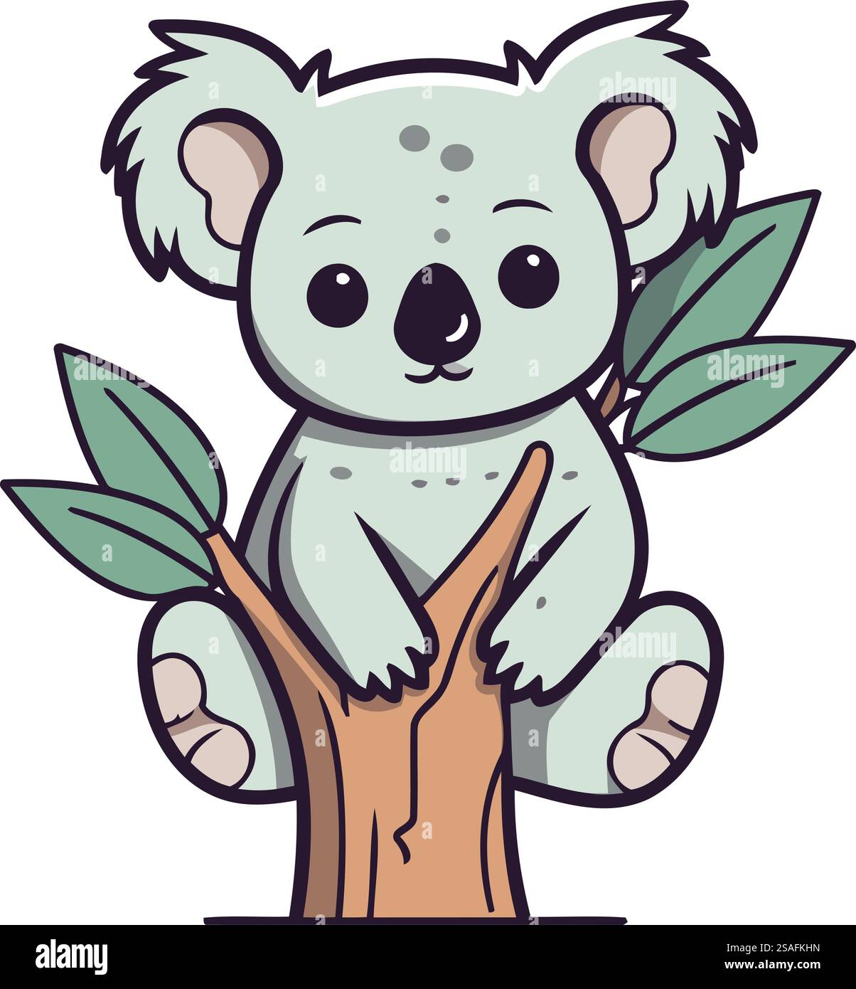 Cute koala sitting on a tree branch. Vector illustration Stock Vector ...
