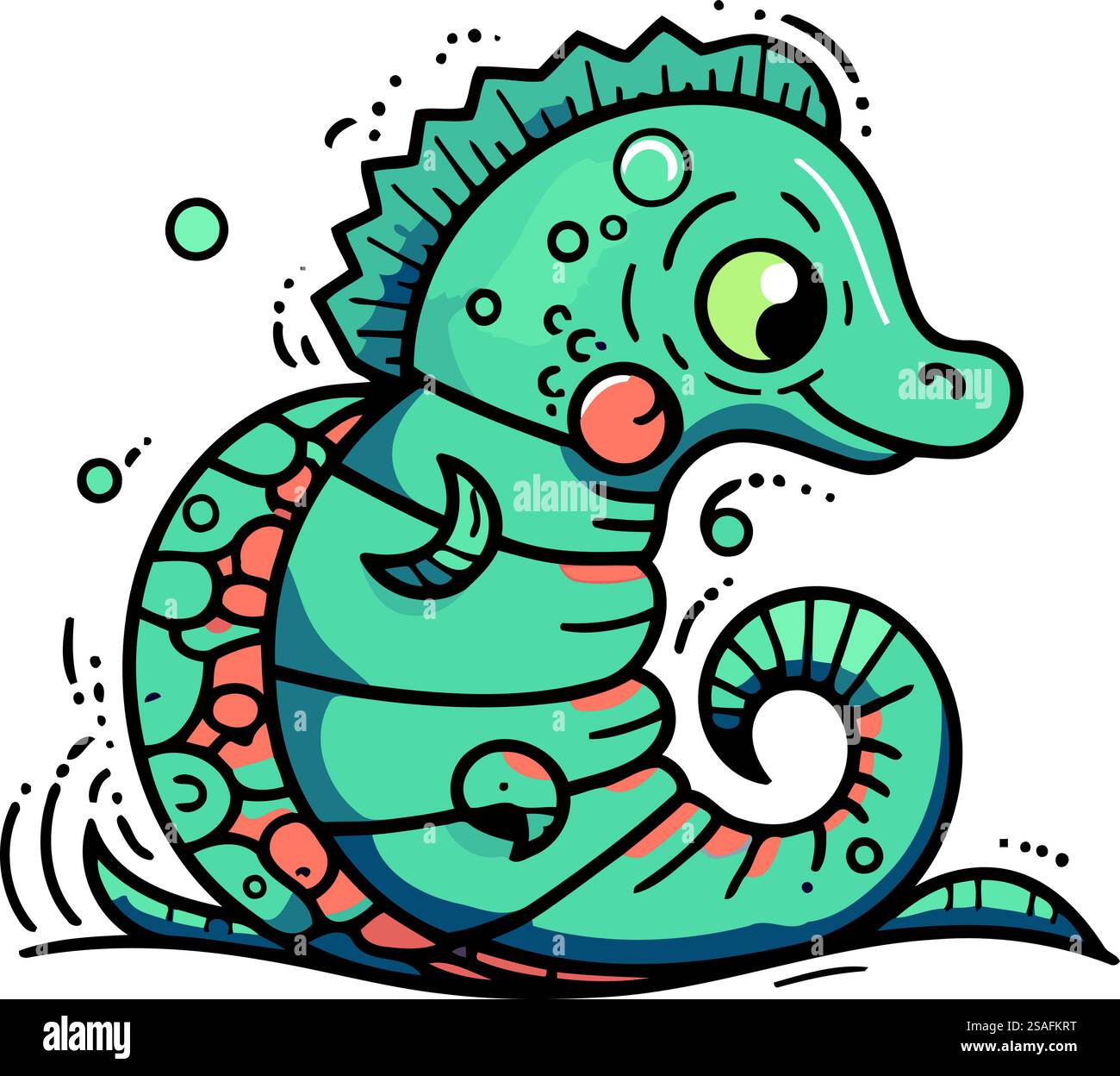 Cute cartoon seahorse. Vector illustration on white background Stock ...