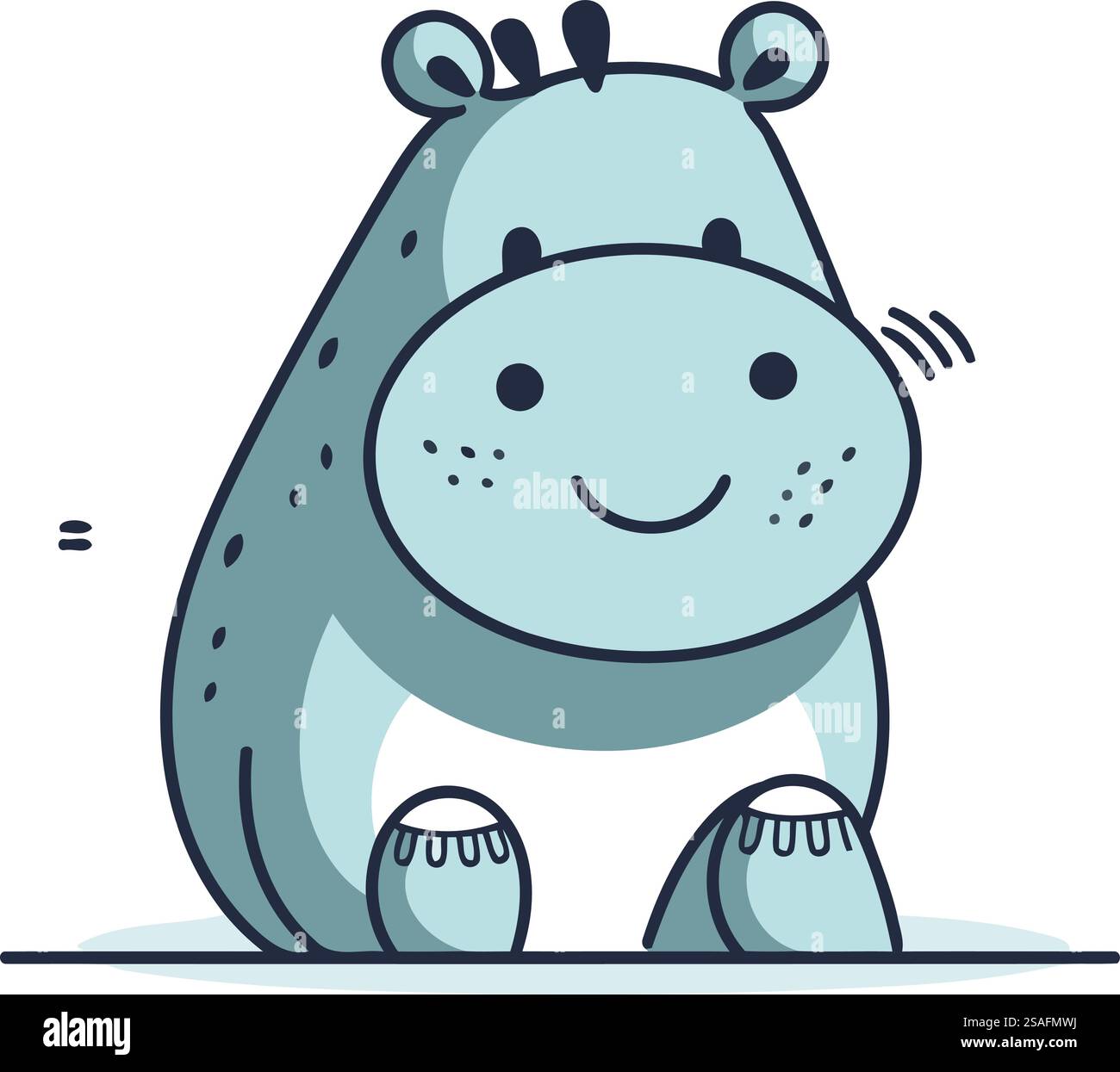 Cute Cartoon Hippo. Vector illustration of a funny animal Stock Vector ...