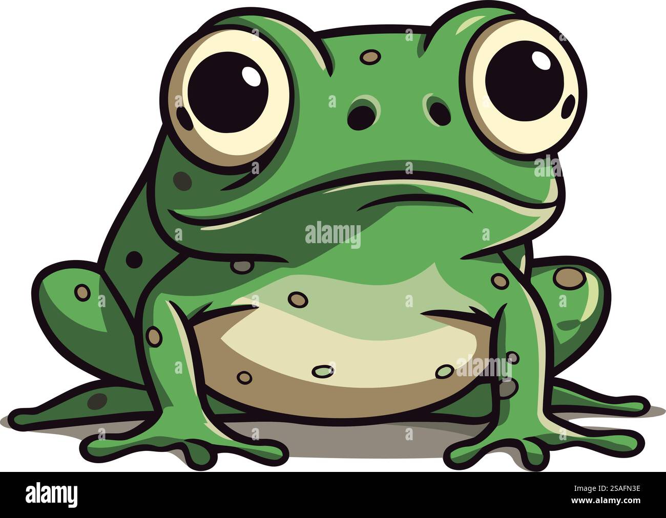 Cute cartoon green frog isolated on white background. Vector ...